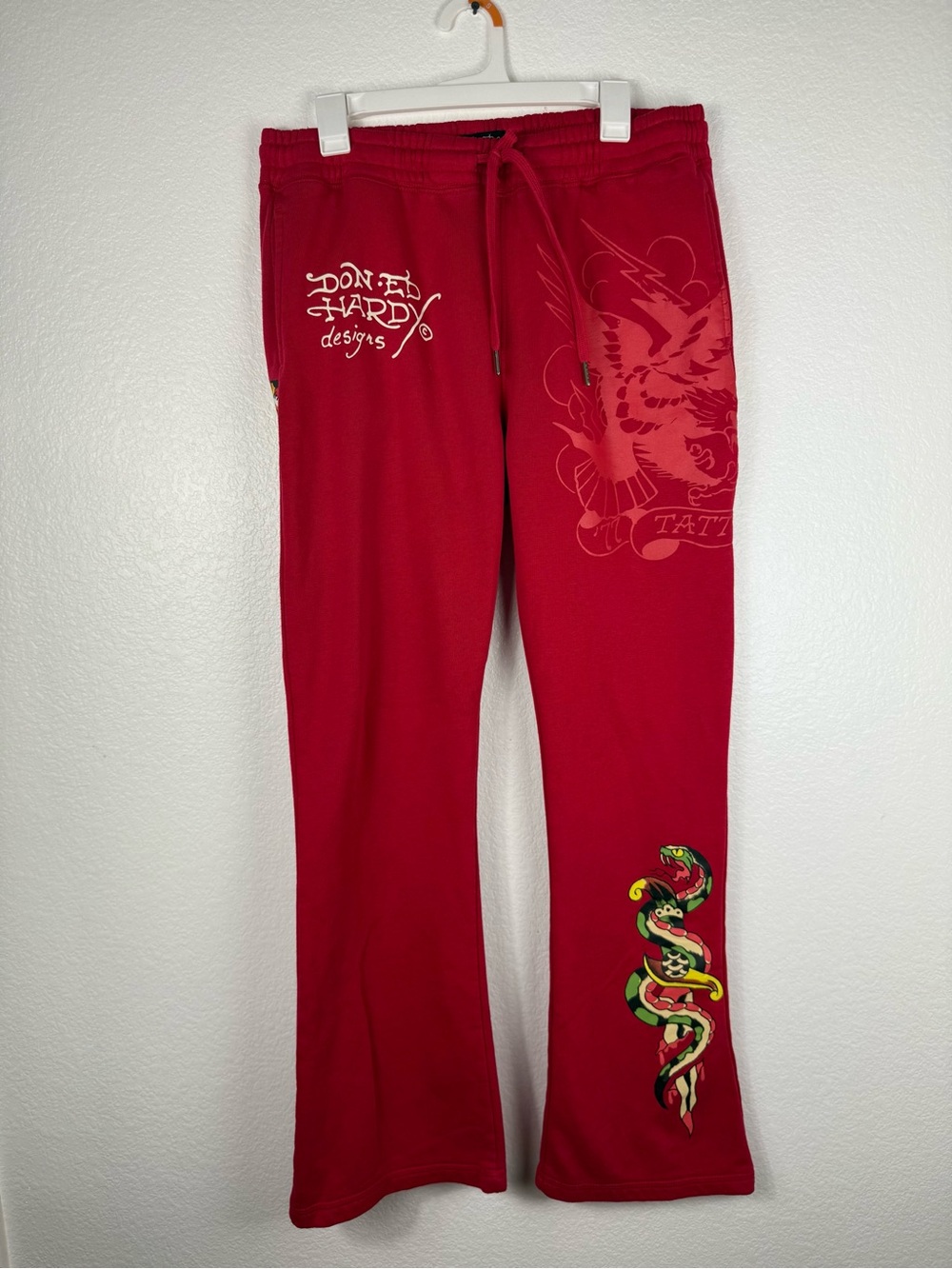 Ed Hardy Red Graphic Sweatpants size L